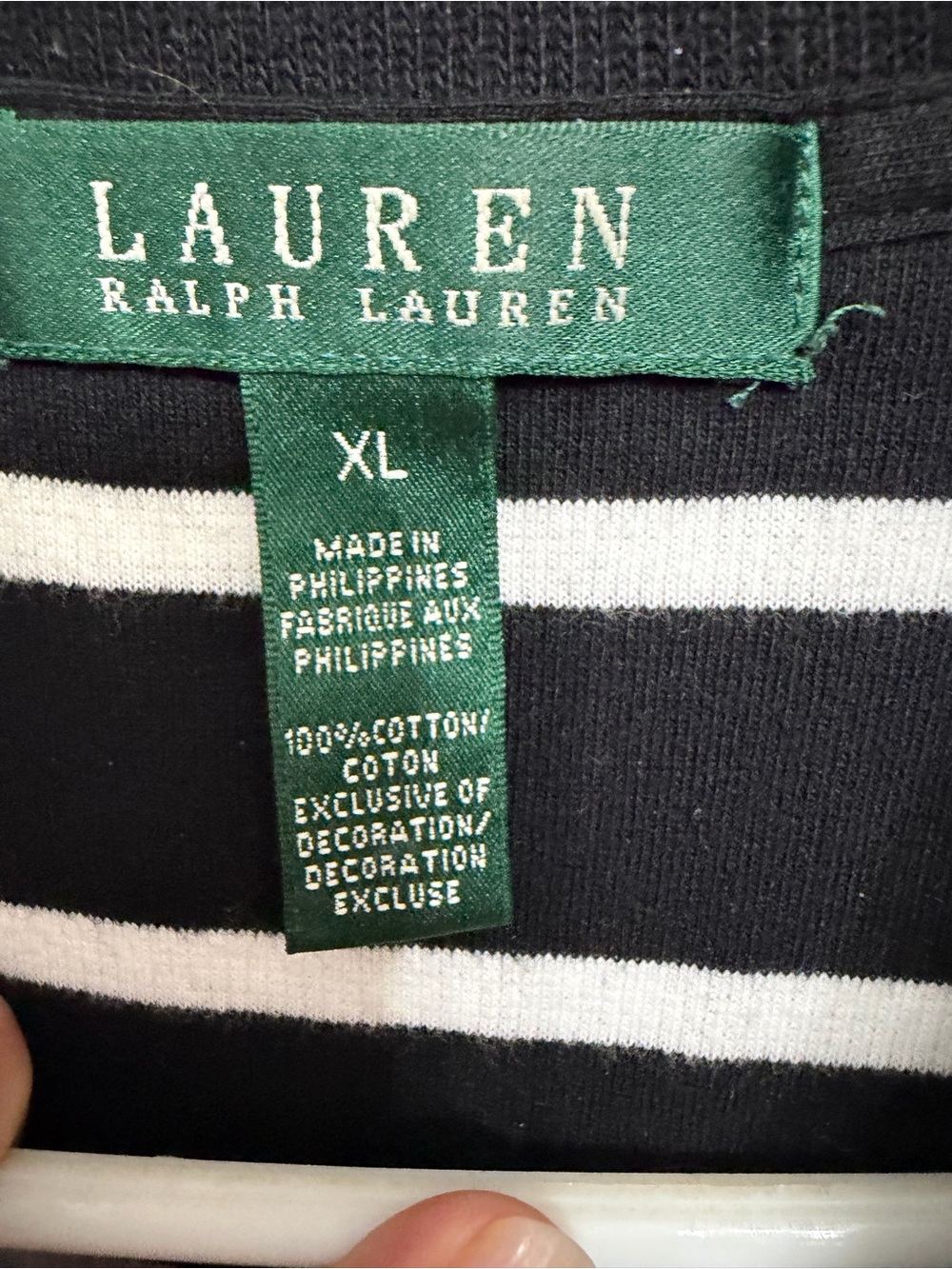 Ralph Lauren Black & White Striped Polo Pullover gold button accents size XL - Picture 3 of 4